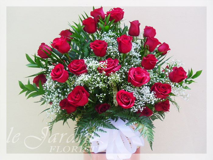 Basket Of Roses Funeral Sympathy Flower Arrangement Le Jardin Florist