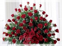 Premium Red Roses Funeral / Sympathy Flower Arrangement | Le Jardin Florist